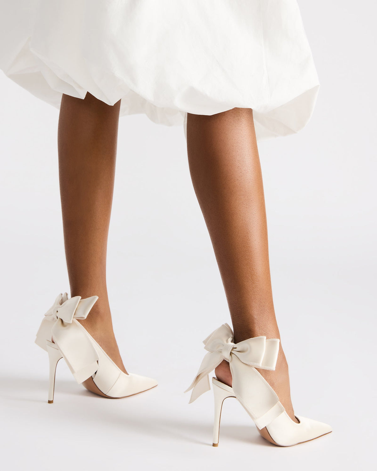 TEACUP Ivory Satin Women's Pointed-Toe Slingback Heel | Steve Madden Value