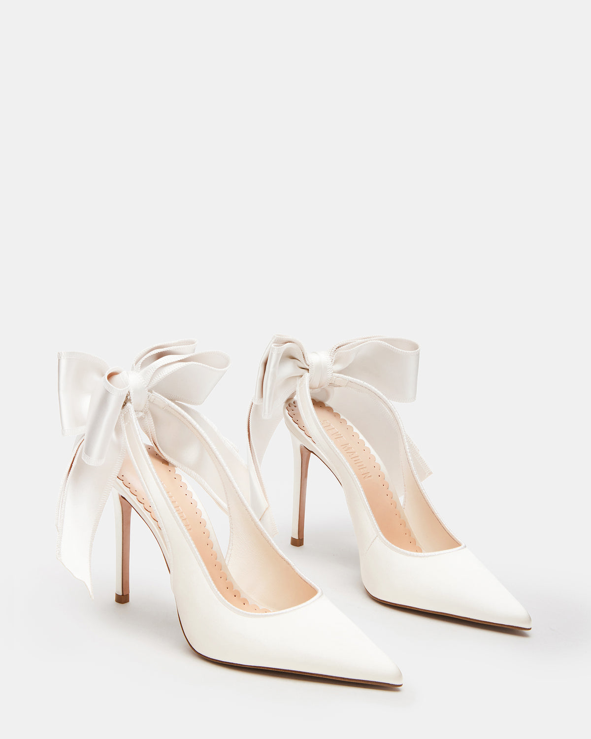 TEACUP Ivory Satin Women's Pointed-Toe Slingback Heel | Steve Madden Value