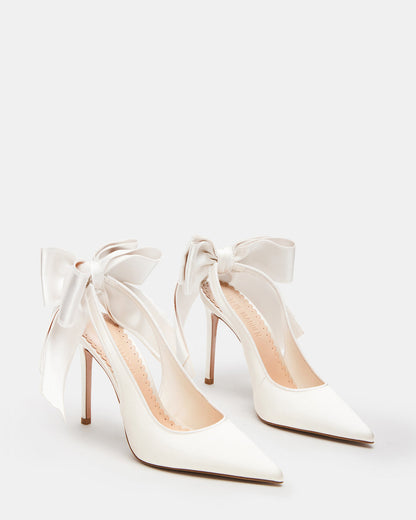 TEACUP Ivory Satin Women's Pointed-Toe Slingback Heel | Steve Madden Value