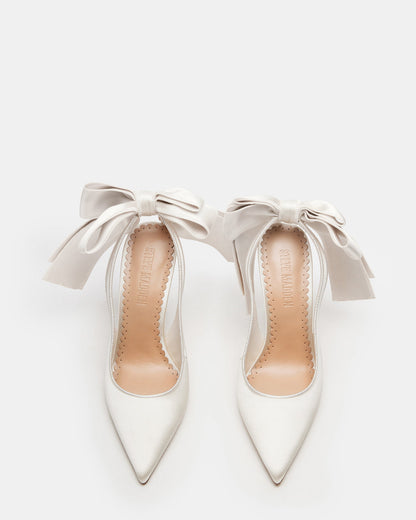 TEACUP Ivory Satin Women's Pointed-Toe Slingback Heel | Steve Madden Value