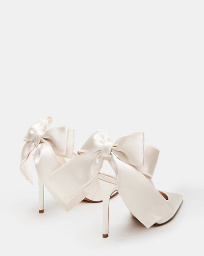 TEACUP Ivory Satin Women's Pointed-Toe Slingback Heel | Steve Madden Value