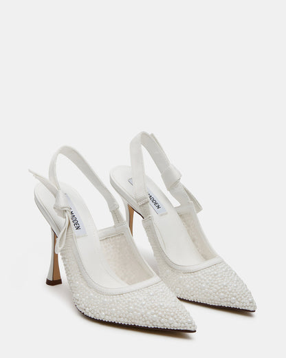 BRI White Lace Slingback Pump Women's Heel | Steve Madden Featured