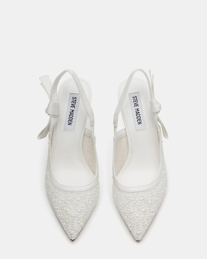 BRI White Lace Slingback Pump Women's Heel | Steve Madden Featured