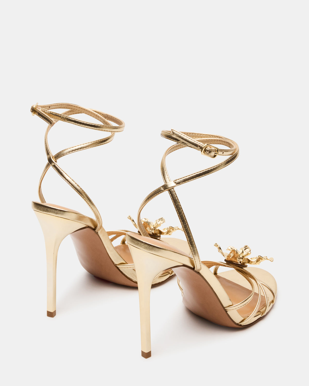 SWIRL Gold Strappy Stiletto Flower Women's Heel | Steve Madden Classic