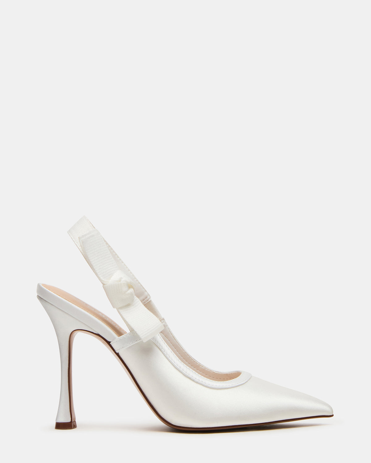 BRI White Satin Slingback Pump Women's Heel | Steve Madden Featured