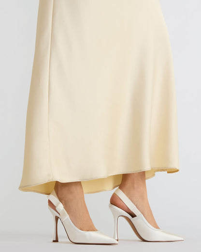 BRI White Satin Slingback Pump Women's Heel | Steve Madden Featured