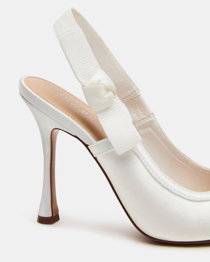 BRI White Satin Slingback Pump Women's Heel | Steve Madden Featured