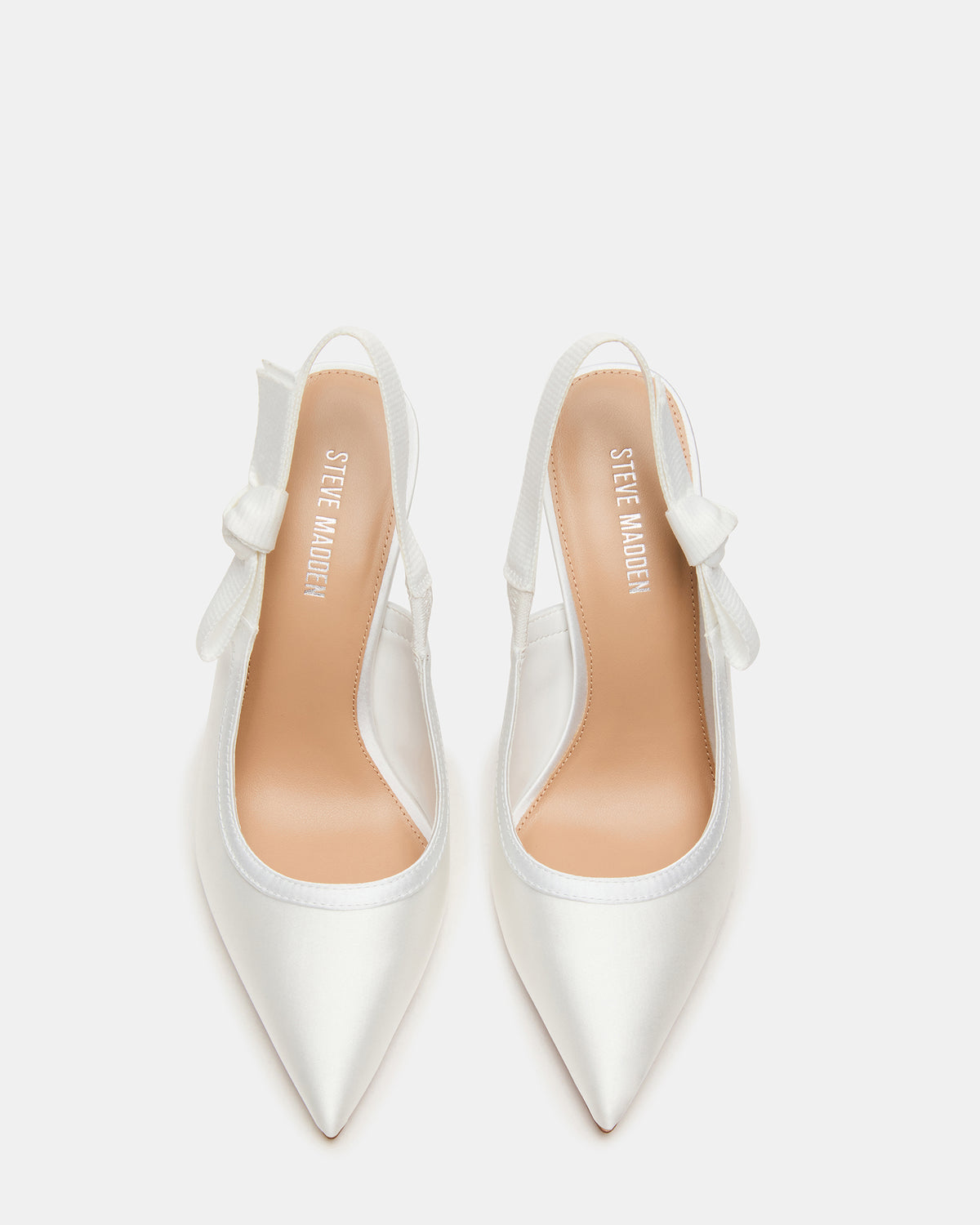BRI White Satin Slingback Pump Women's Heel | Steve Madden Featured