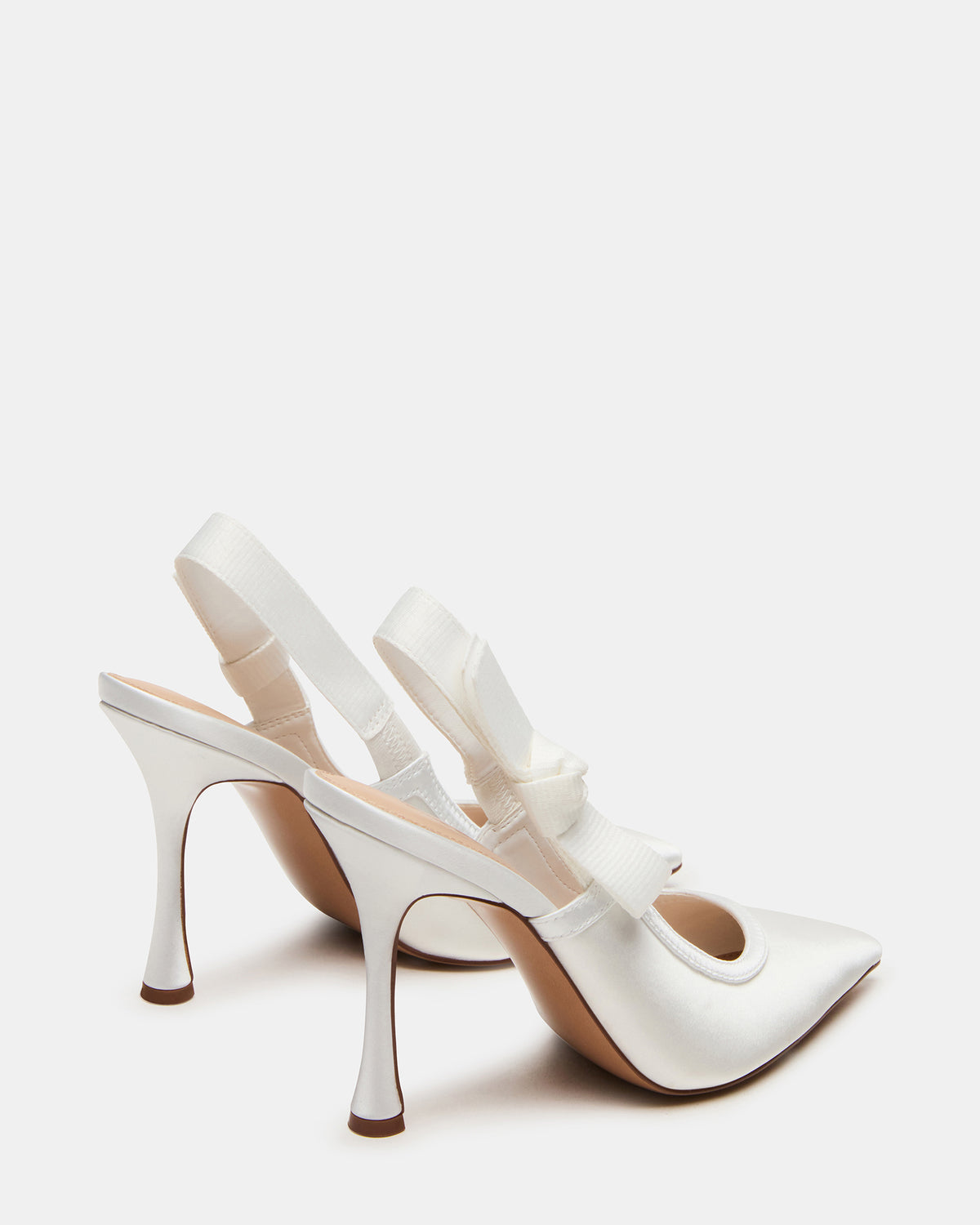BRI White Satin Slingback Pump Women's Heel | Steve Madden Featured