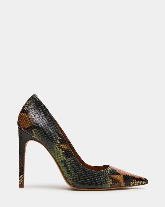 NOIR Green Snake Pointed-Toe Stiletto Pump Women's Heels | Steve Madden Great Value