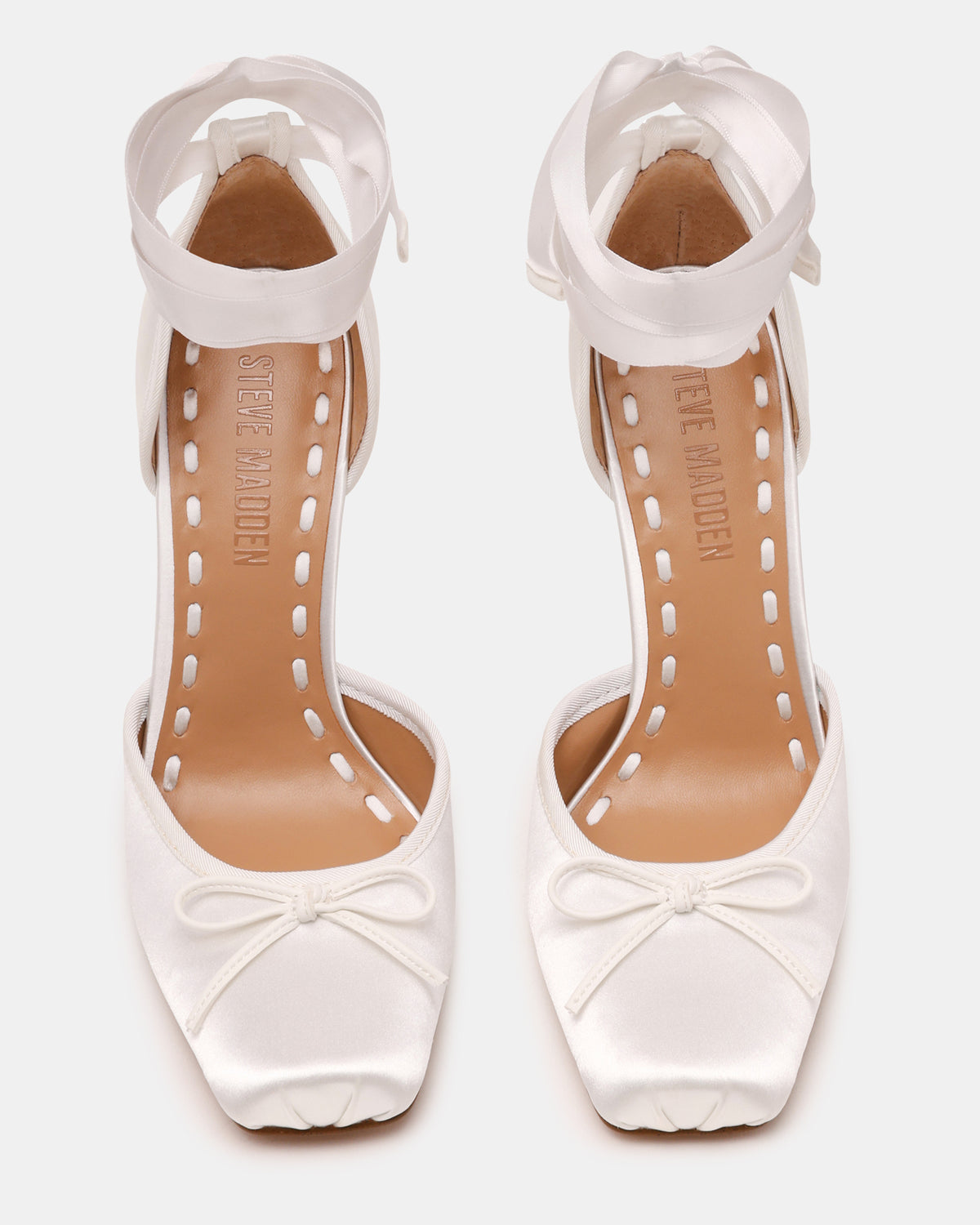 LARINA Ivory Satin Square-Toe Stiletto Pump Lace-Up Women's Heel | Steve Madden Best Price
