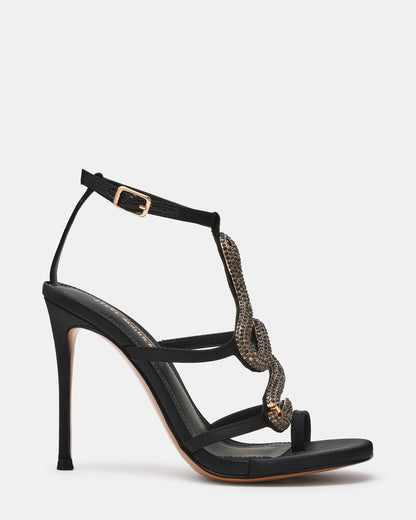 PYTHON Black Rhinestone Snake Stiletto Strappy Women's Heel | Steve Madden Discount