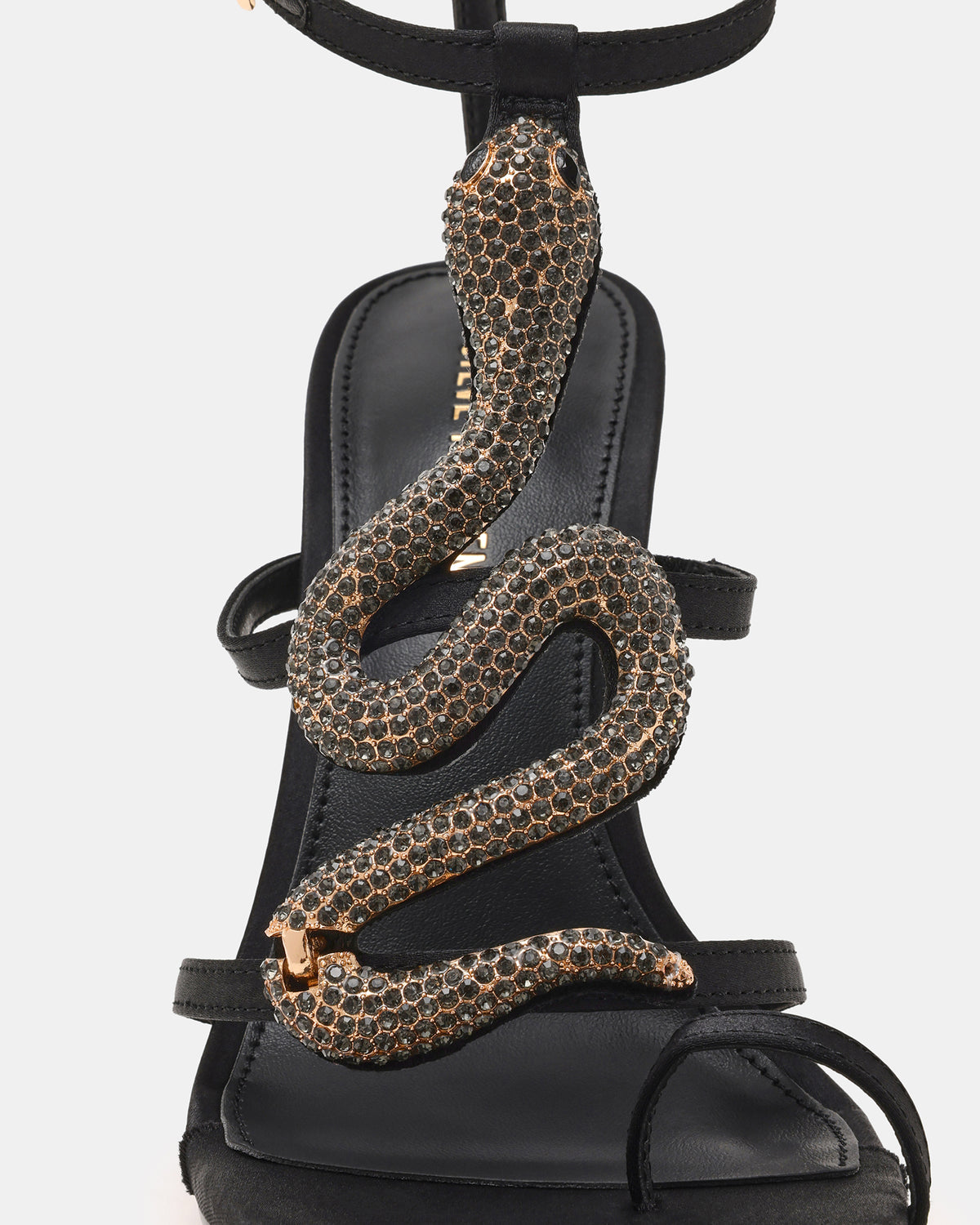 PYTHON Black Rhinestone Snake Stiletto Strappy Women's Heel | Steve Madden Discount