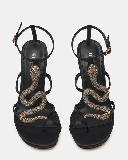 PYTHON Black Rhinestone Snake Stiletto Strappy Women's Heel | Steve Madden Discount