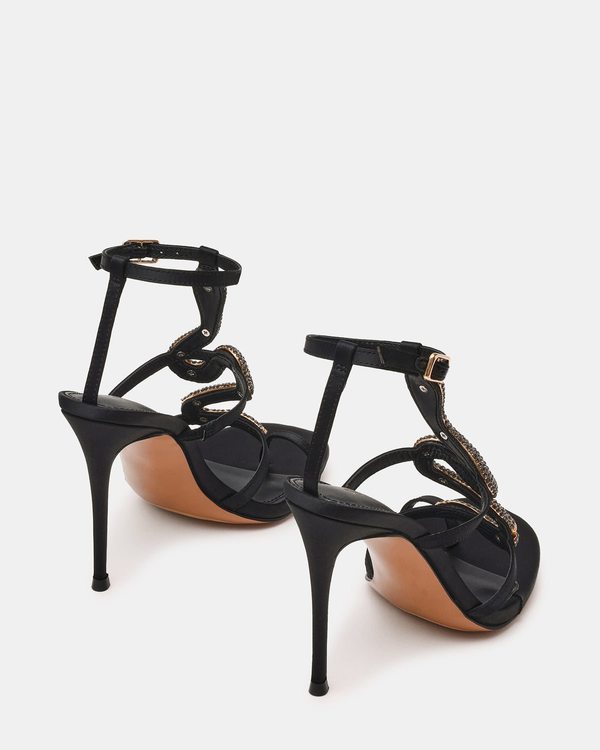 PYTHON Black Rhinestone Snake Stiletto Strappy Women's Heel | Steve Madden Discount