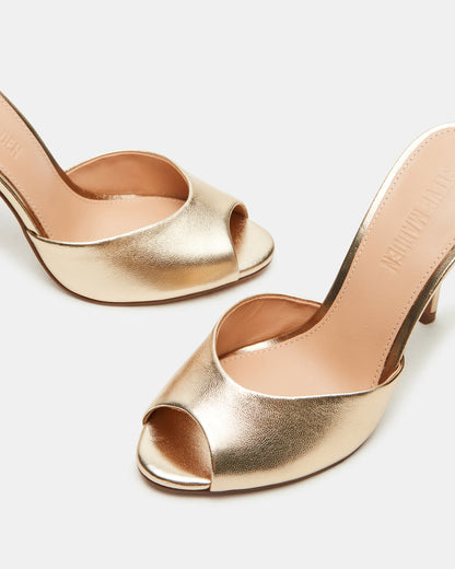 PRIYA Gold Leather Women's Mule | Steve Madden Best Seller