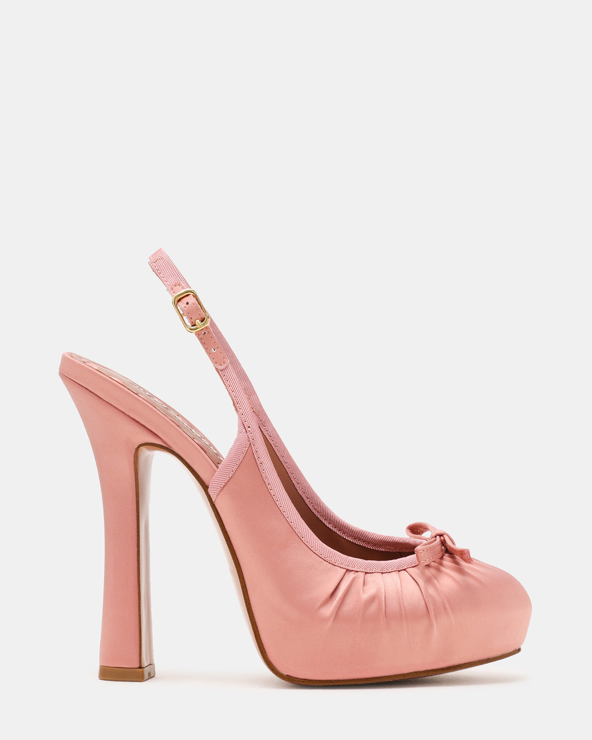 SOFIE Blush Satin Bow Slingback Platform Women's Heel | Steve Madden Essential