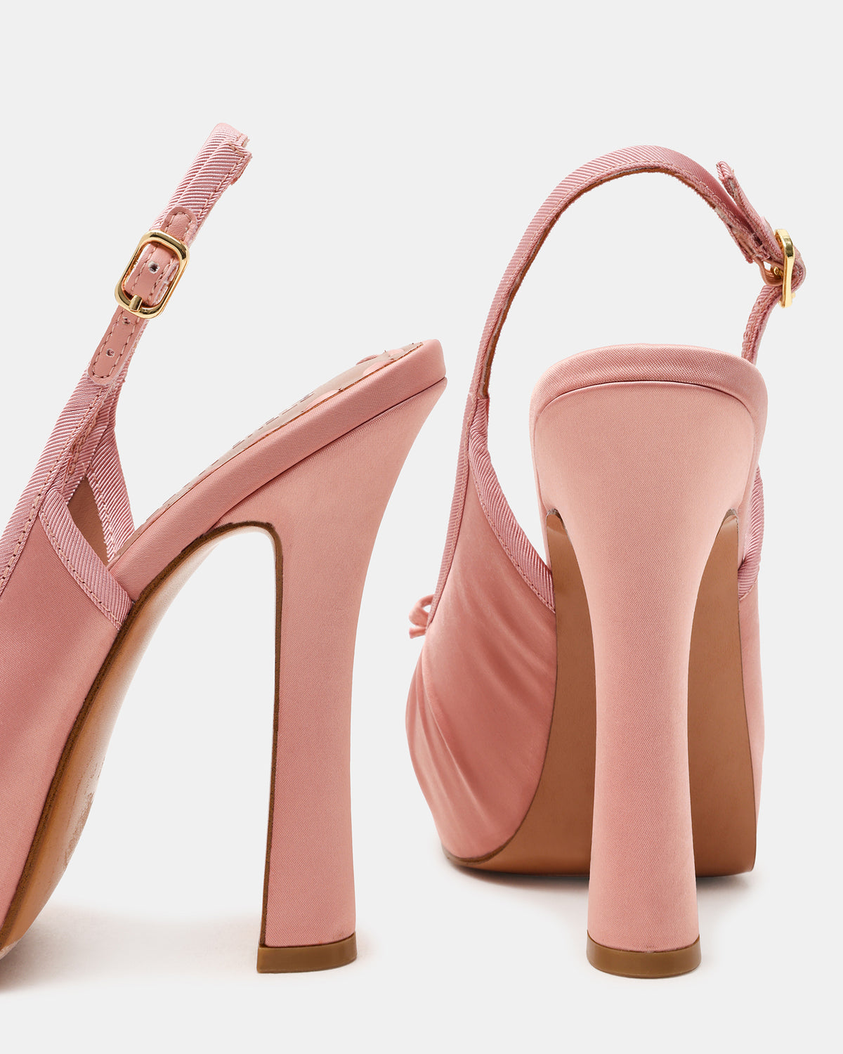 SOFIE Blush Satin Bow Slingback Platform Women's Heel | Steve Madden Essential