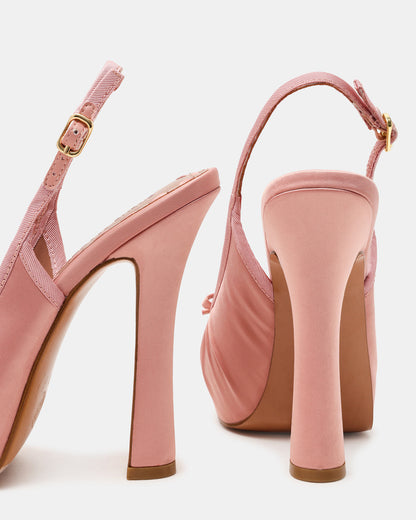 SOFIE Blush Satin Bow Slingback Platform Women's Heel | Steve Madden Essential