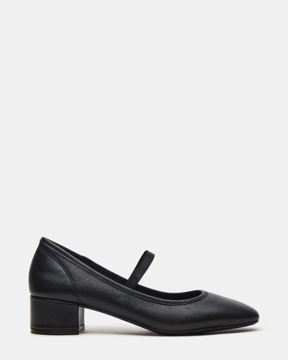 MURAL Black Leather Mary Jane Block Heel Square-Toe Women's Heel | Steve Madden Top Pick