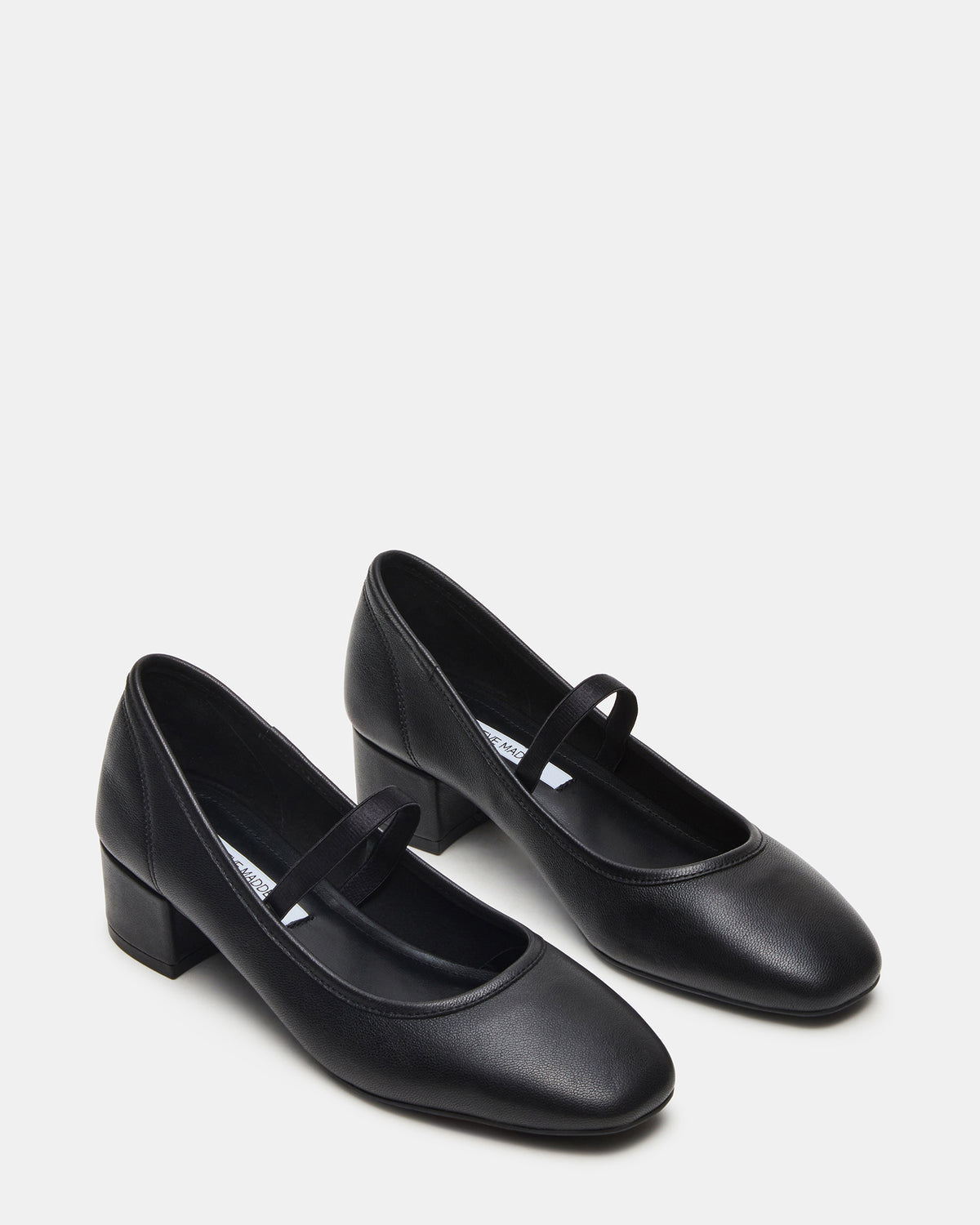 MURAL Black Leather Mary Jane Block Heel Square-Toe Women's Heel | Steve Madden Top Pick