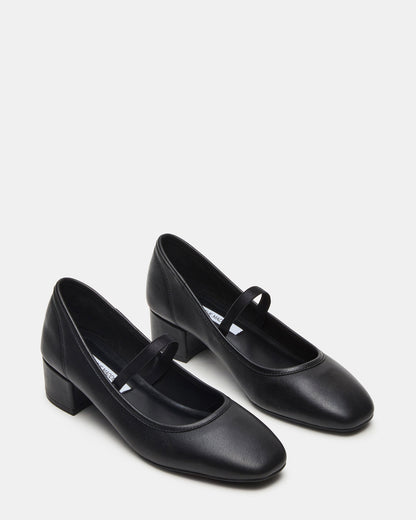 MURAL Black Leather Mary Jane Block Heel Square-Toe Women's Heel | Steve Madden Top Pick