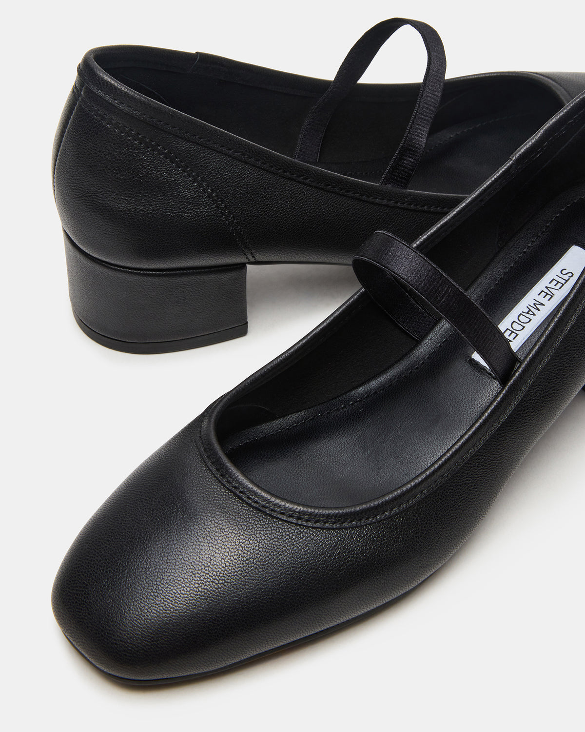 MURAL Black Leather Mary Jane Block Heel Square-Toe Women's Heel | Steve Madden Top Pick