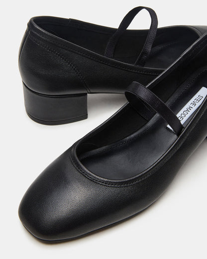 MURAL Black Leather Mary Jane Block Heel Square-Toe Women's Heel | Steve Madden Top Pick