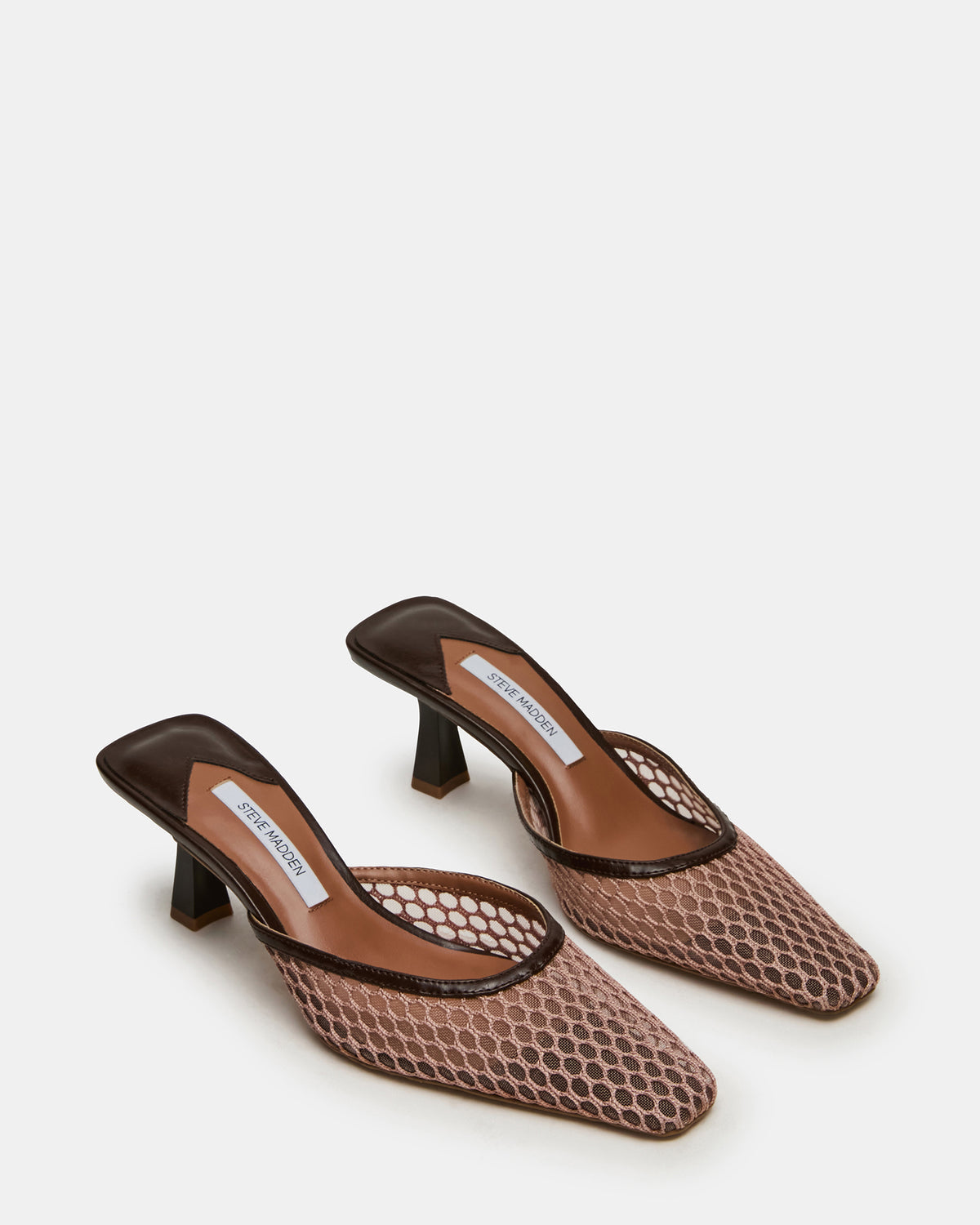 ALYSE Mocha Mesh Square-Toe Mule Women's Kitten Heel | Steve Madden Exclusive