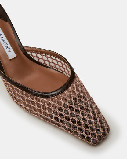 ALYSE Mocha Mesh Square-Toe Mule Women's Kitten Heel | Steve Madden Exclusive