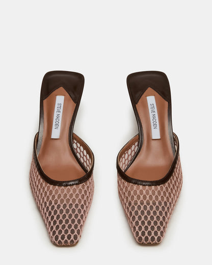 ALYSE Mocha Mesh Square-Toe Mule Women's Kitten Heel | Steve Madden Exclusive