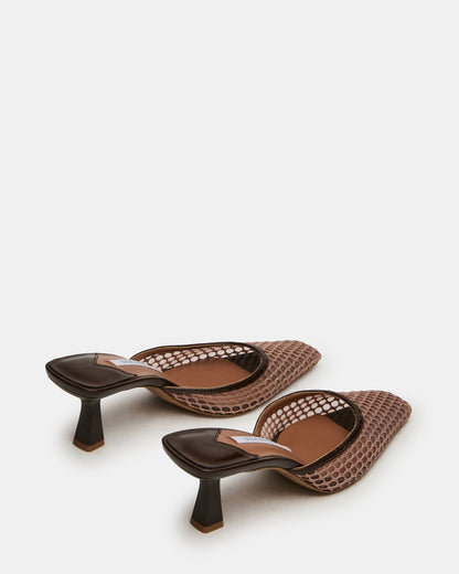 ALYSE Mocha Mesh Square-Toe Mule Women's Kitten Heel | Steve Madden Exclusive