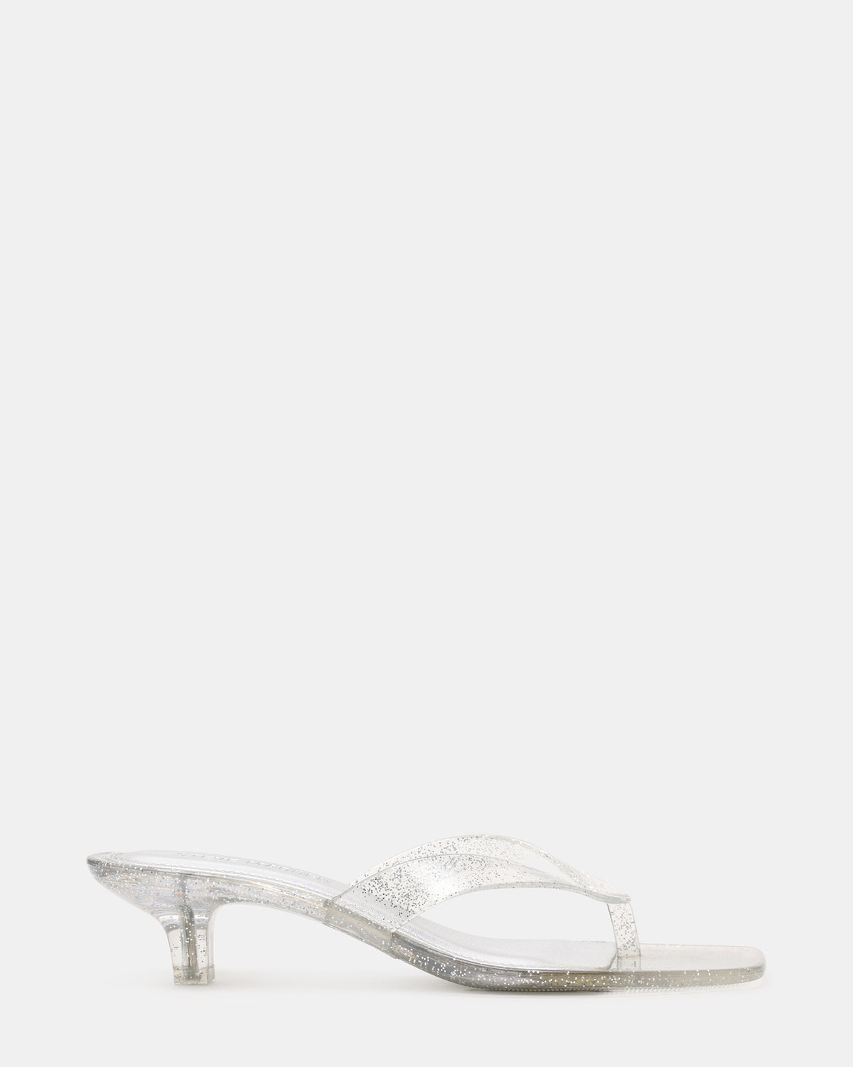 TRACIE Jelly Silver Glitter Thong Strap Women's Kitten Heel | Steve Madden Signature