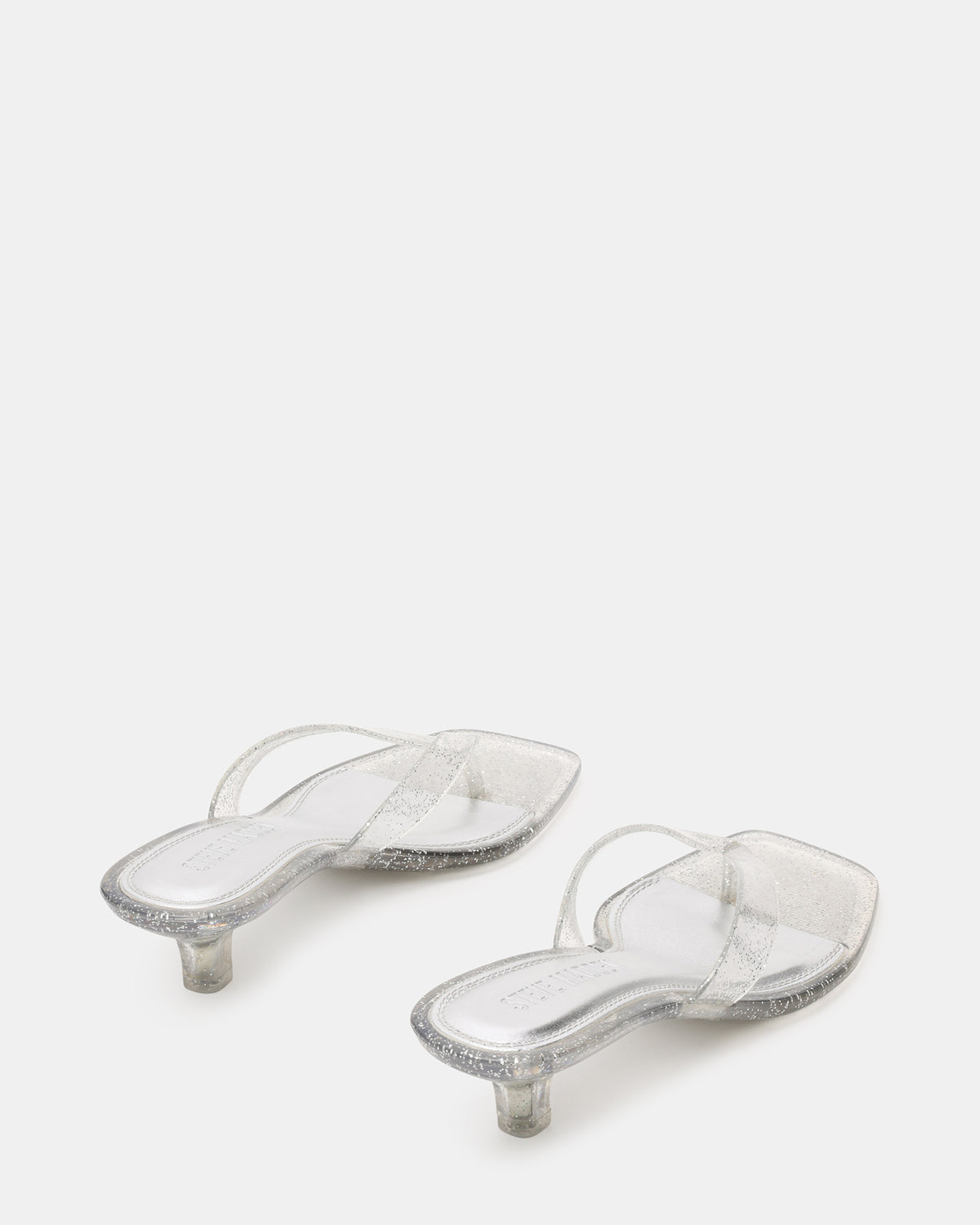 TRACIE Jelly Silver Glitter Thong Strap Women's Kitten Heel | Steve Madden Signature