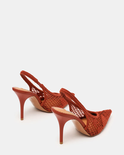 ANDROMEDA Crochet Terracotta Slingback Pointed-Toe Stiletto Pump Women's Heel | Steve Madden Top Pick