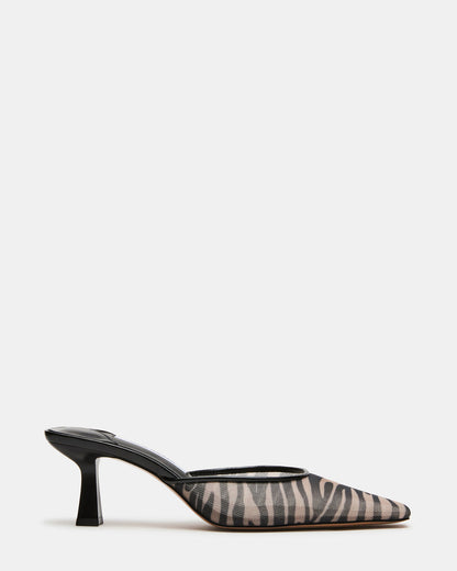 ALYSE Zebra Mesh Square-Toe Mule Women's Kitten Heel | Steve Madden Signature