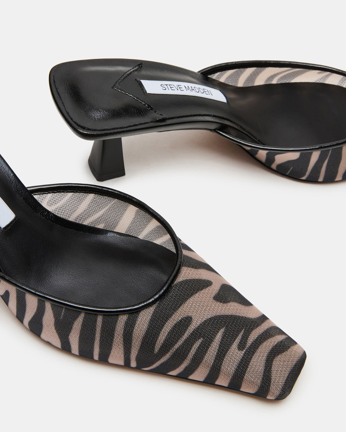ALYSE Zebra Mesh Square-Toe Mule Women's Kitten Heel | Steve Madden Signature