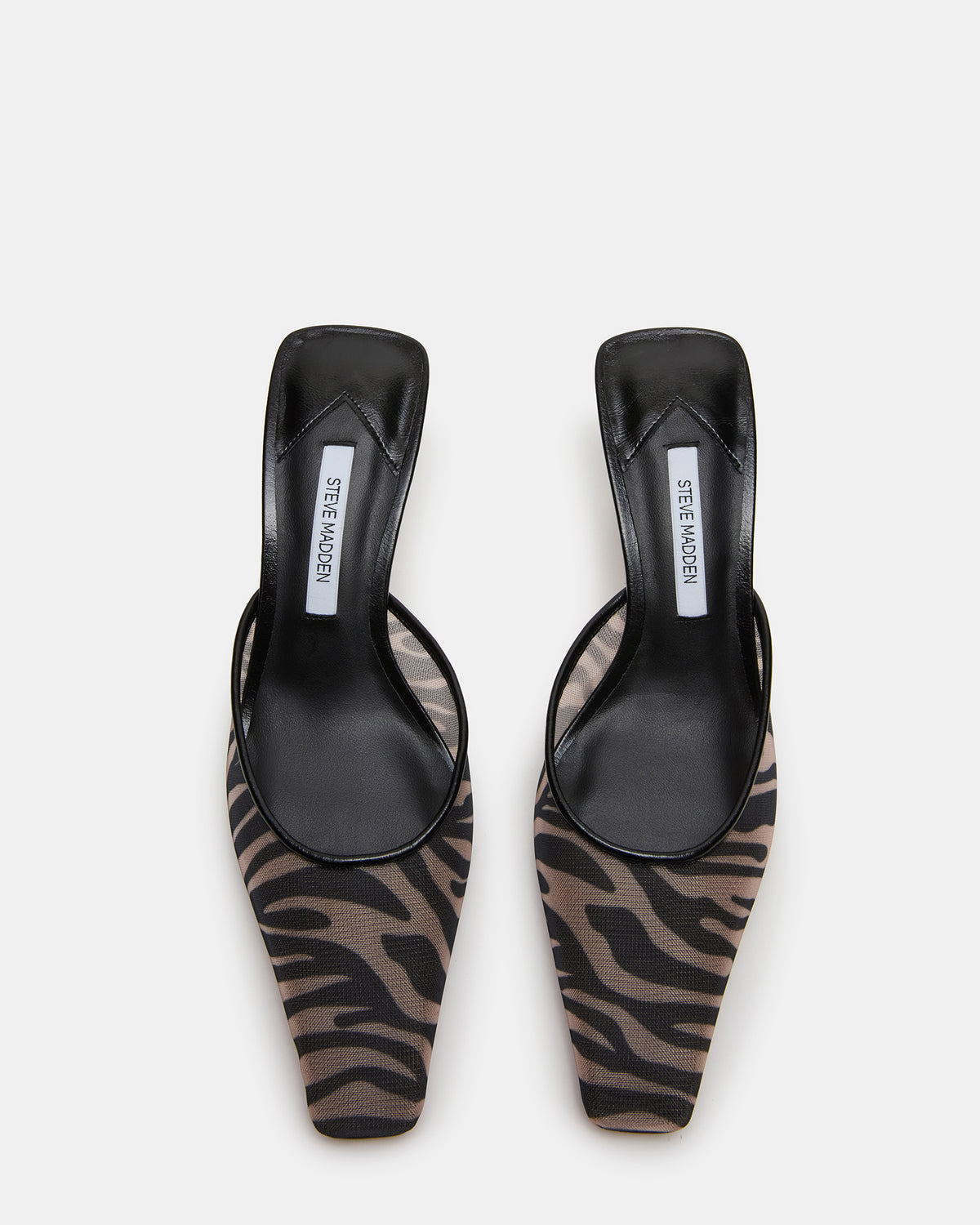 ALYSE Zebra Mesh Square-Toe Mule Women's Kitten Heel | Steve Madden Signature