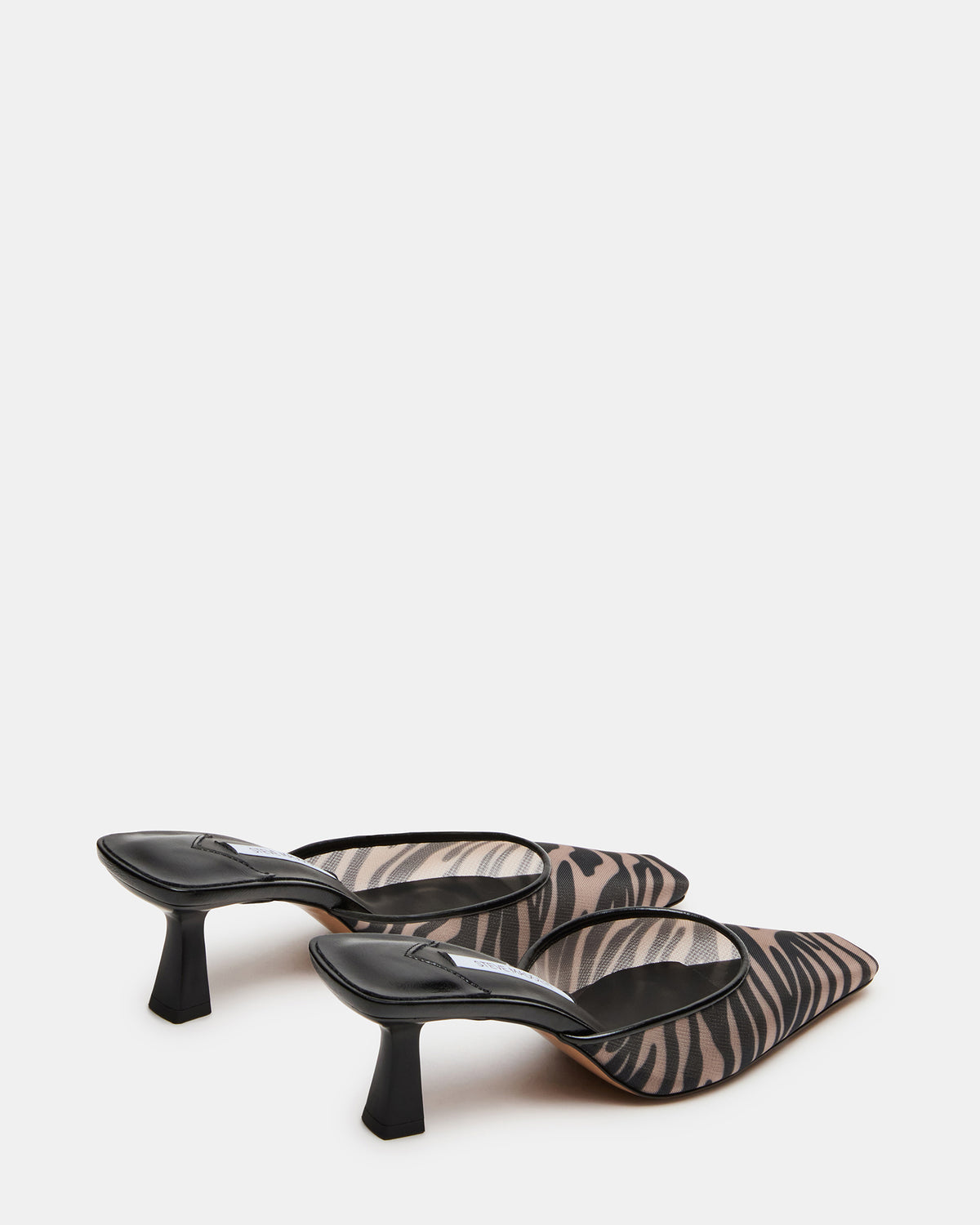 ALYSE Zebra Mesh Square-Toe Mule Women's Kitten Heel | Steve Madden Signature
