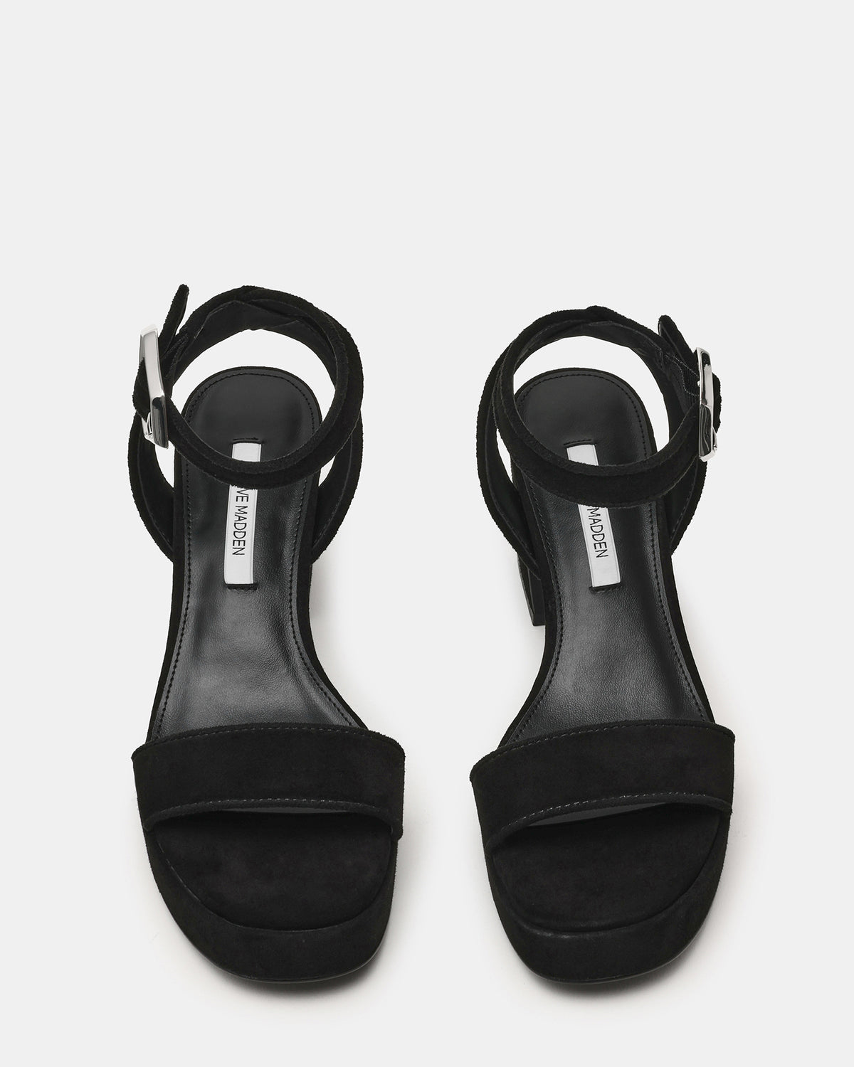 ELIDA Black Suede Ankle Strap Platform Women's Block Heel | Steve Madden Classic
