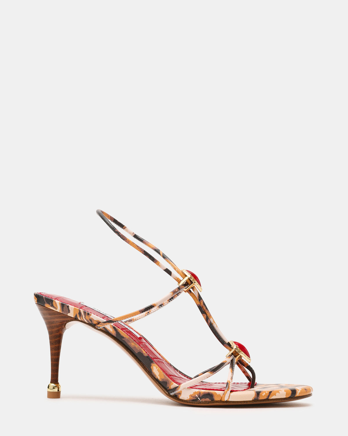 RAMOS-STONE RED/BROWN PRINT Strappy Stiletto Women's Heel | Steve Madden Value