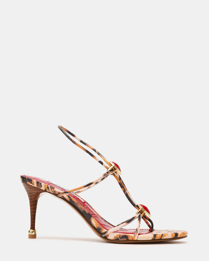 RAMOS-STONE RED/BROWN PRINT Strappy Stiletto Women's Heel | Steve Madden Value