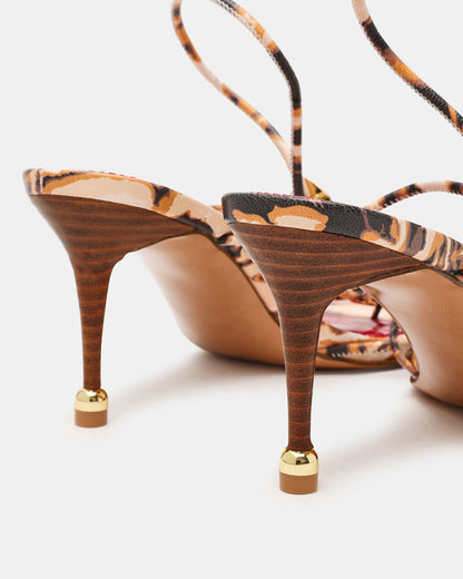 RAMOS-STONE RED/BROWN PRINT Strappy Stiletto Women's Heel | Steve Madden Value