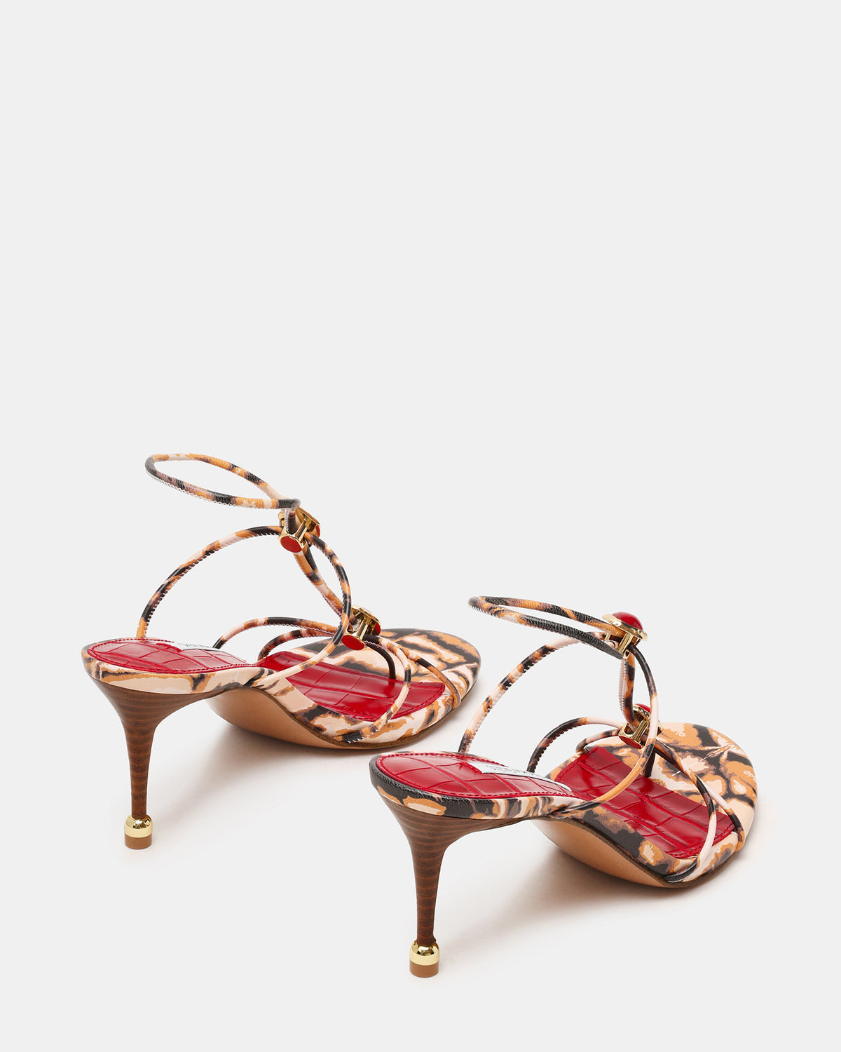 RAMOS-STONE RED/BROWN PRINT Strappy Stiletto Women's Heel | Steve Madden Value