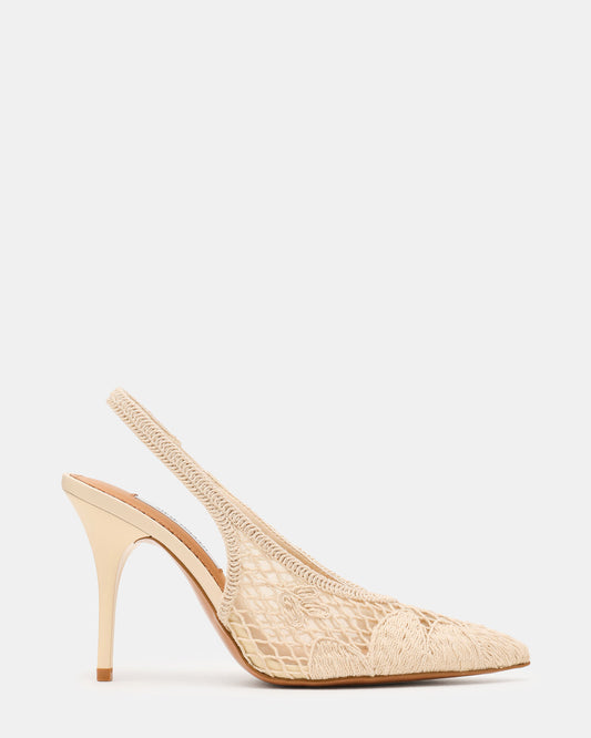 ANDROMEDA Crochet Bone Slingback Pointed-Toe Stiletto Pump Women's Heel | Steve Madden Top Pick