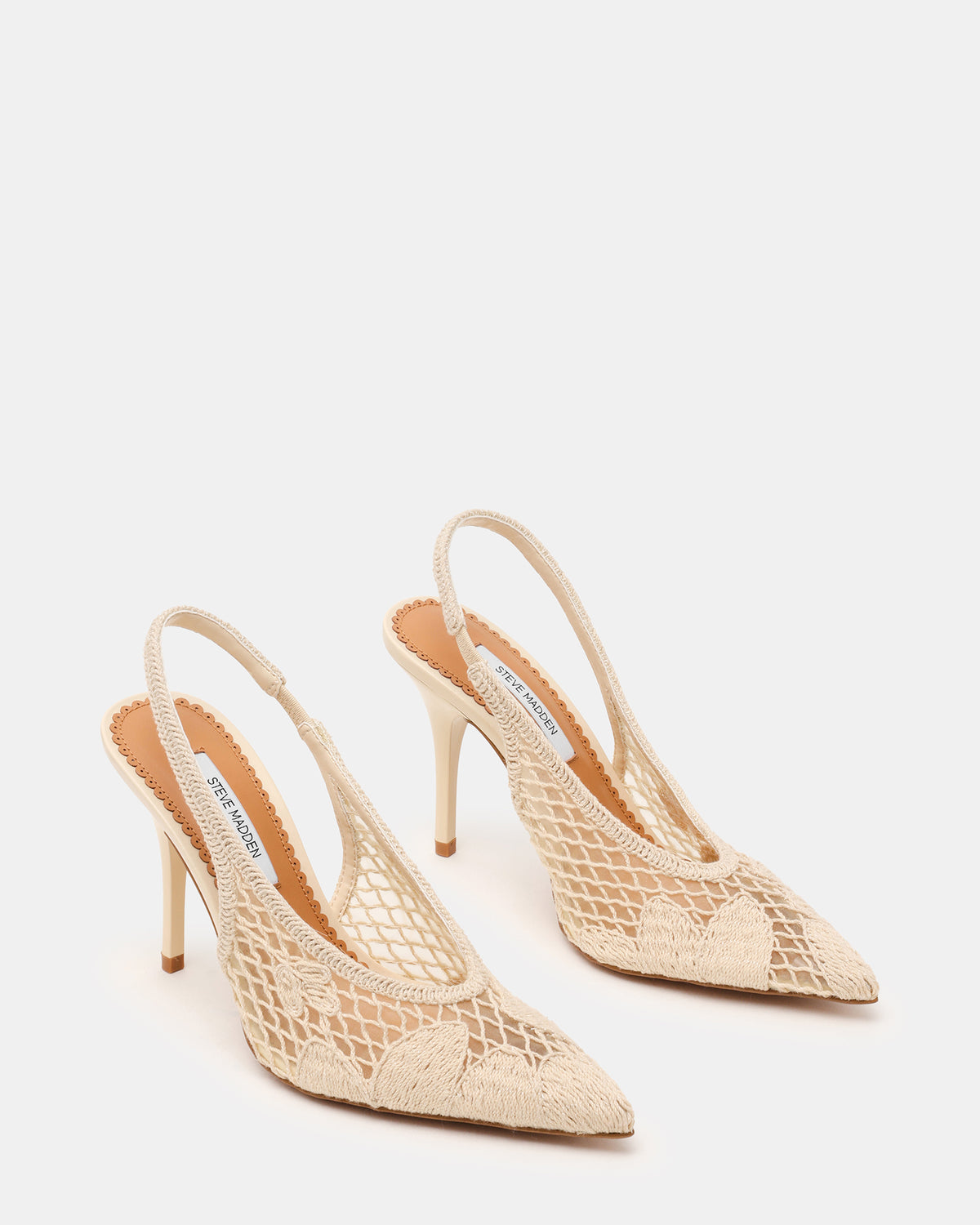 ANDROMEDA Crochet Bone Slingback Pointed-Toe Stiletto Pump Women's Heel | Steve Madden Top Pick