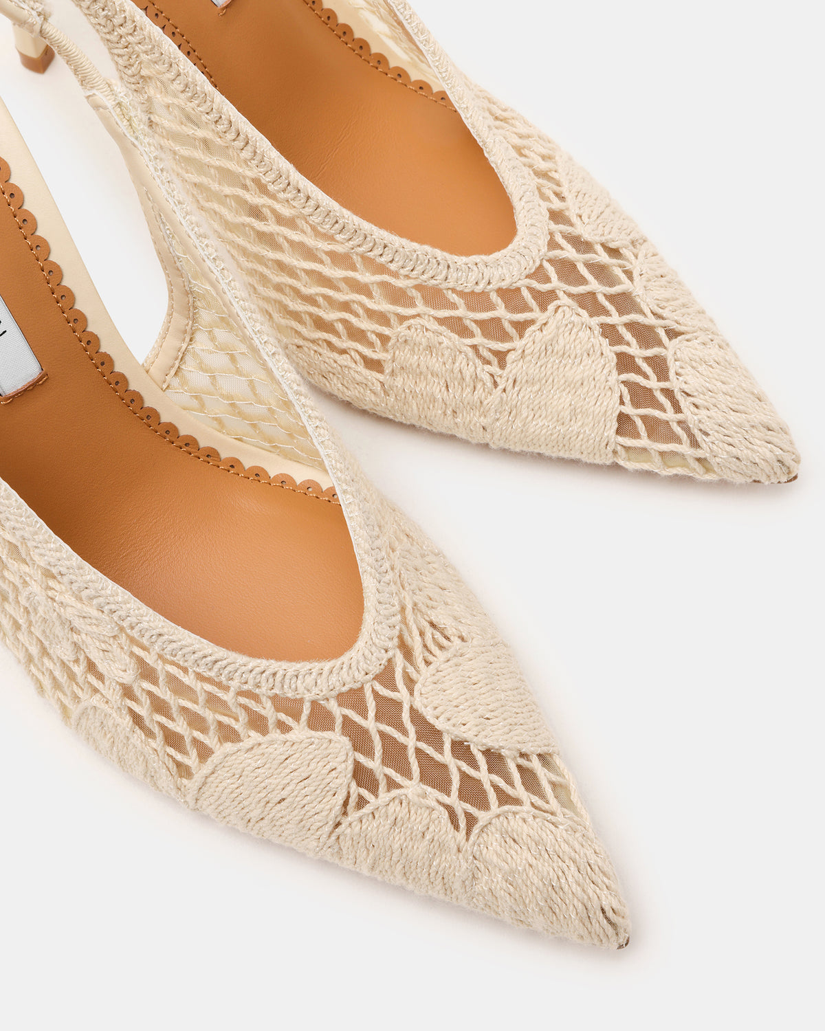 ANDROMEDA Crochet Bone Slingback Pointed-Toe Stiletto Pump Women's Heel | Steve Madden Top Pick