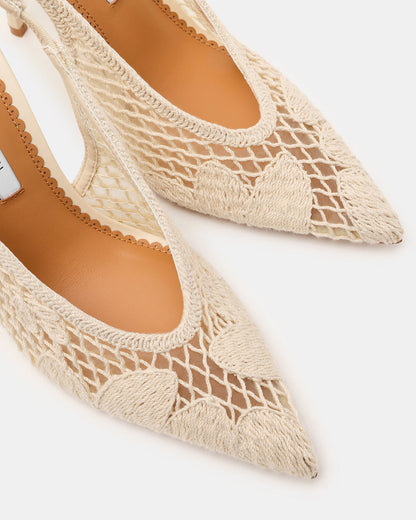ANDROMEDA Crochet Bone Slingback Pointed-Toe Stiletto Pump Women's Heel | Steve Madden Top Pick