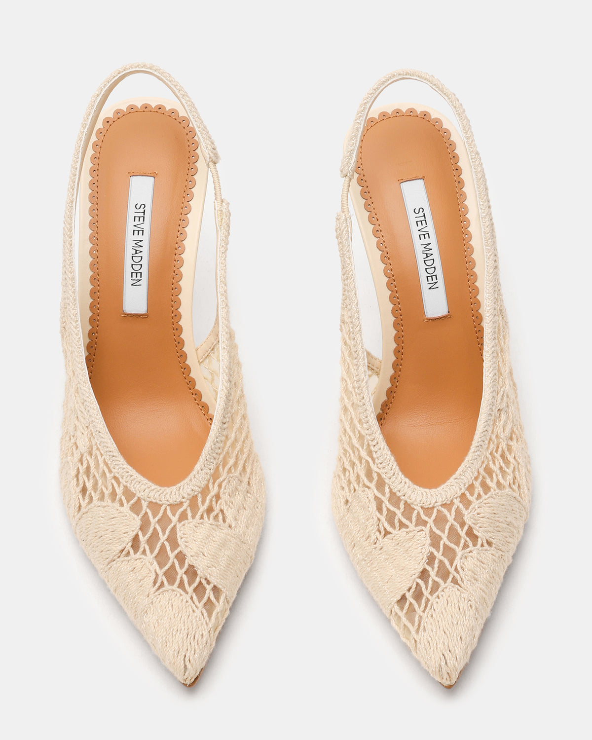 ANDROMEDA Crochet Bone Slingback Pointed-Toe Stiletto Pump Women's Heel | Steve Madden Top Pick
