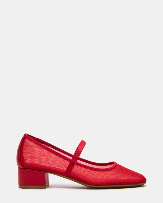 MURAL Red Mary Jane Block Heel Square-Toe Women's Heel | Steve Madden Customer Favorite